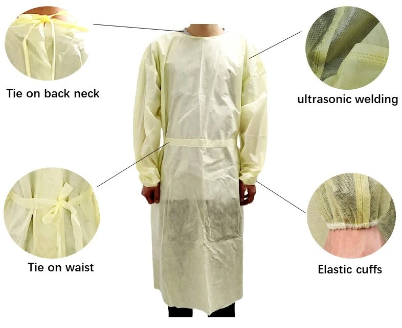 SMMS isolation gown yellow SMMS isolation gown yellow